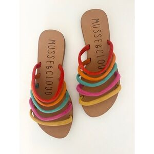 Musse & Cloud Jazzy Suede Flat Slip Ons Sandals Multi‎ Rainbow Youth Womens 5